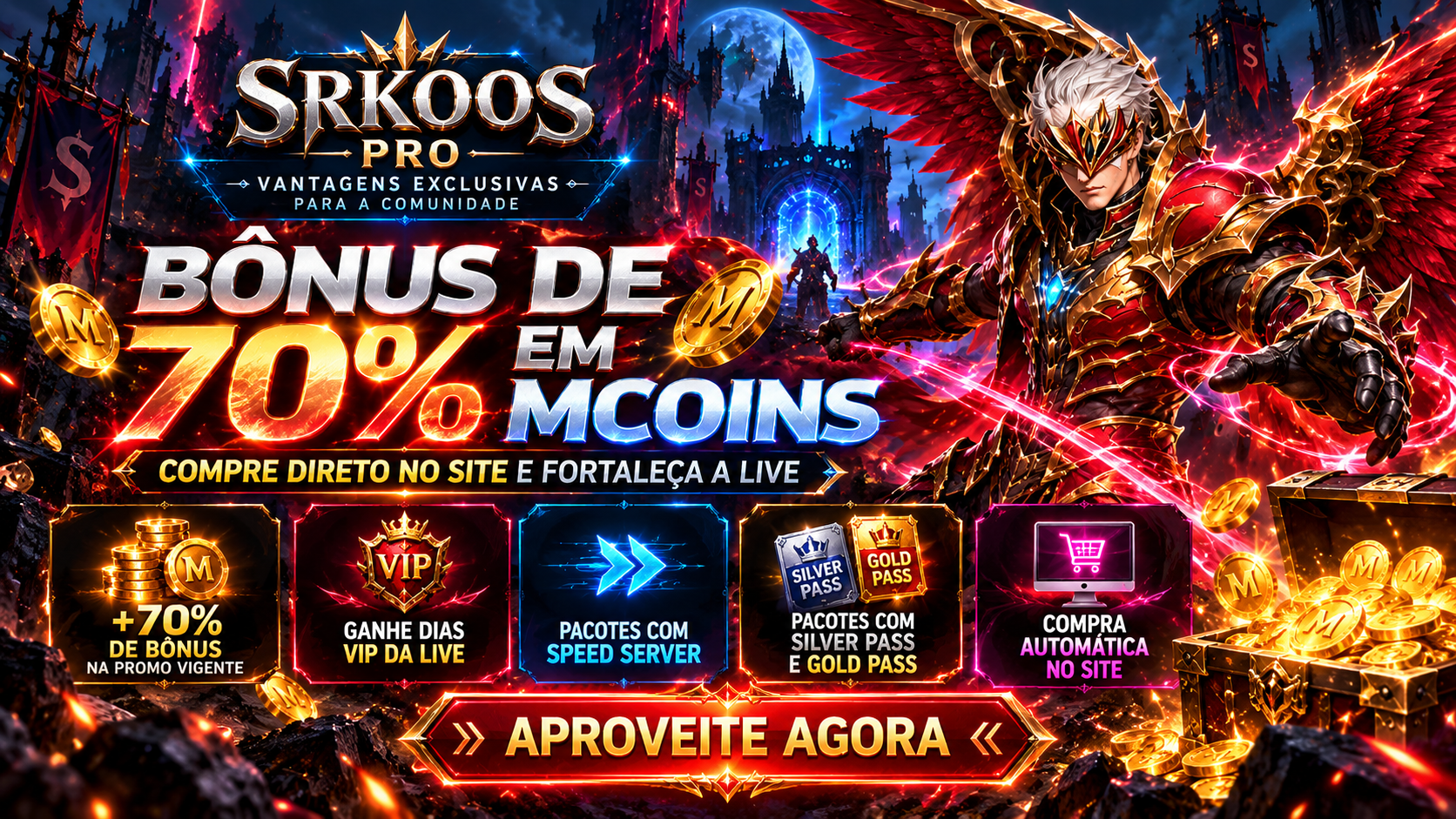 MCoins +70% e benefícios da live