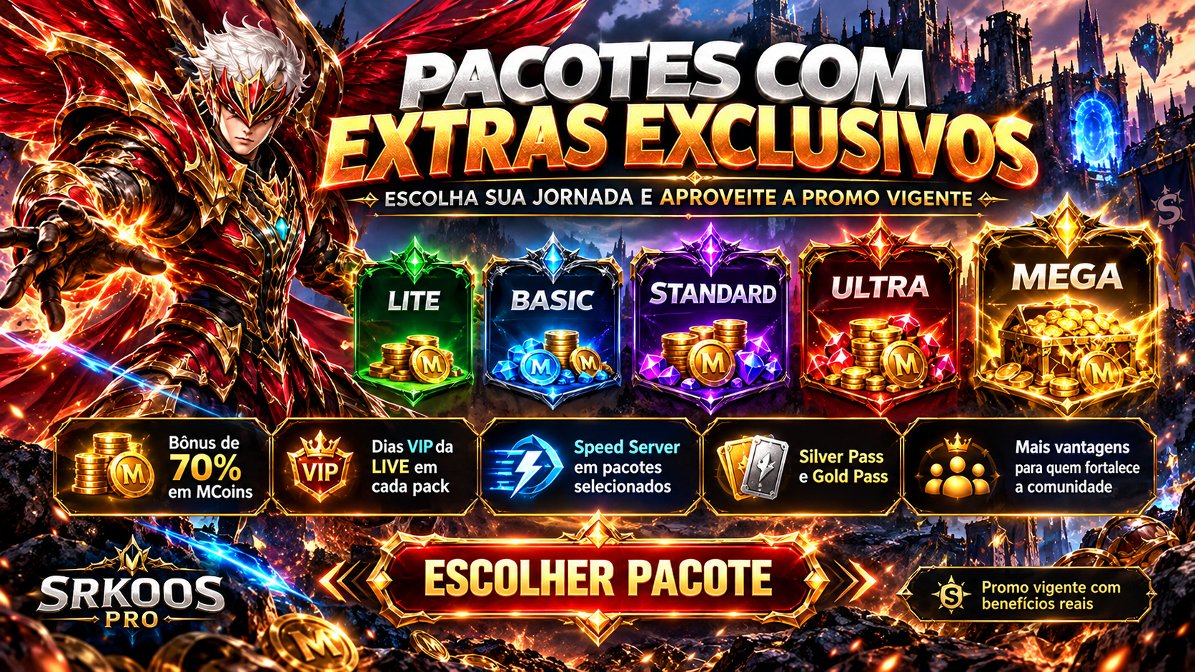 Pacotes com extras exclusivos