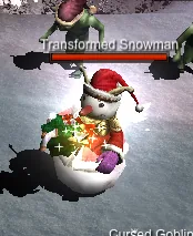 Transformed Snowman ao lado de Cursed Goblins.